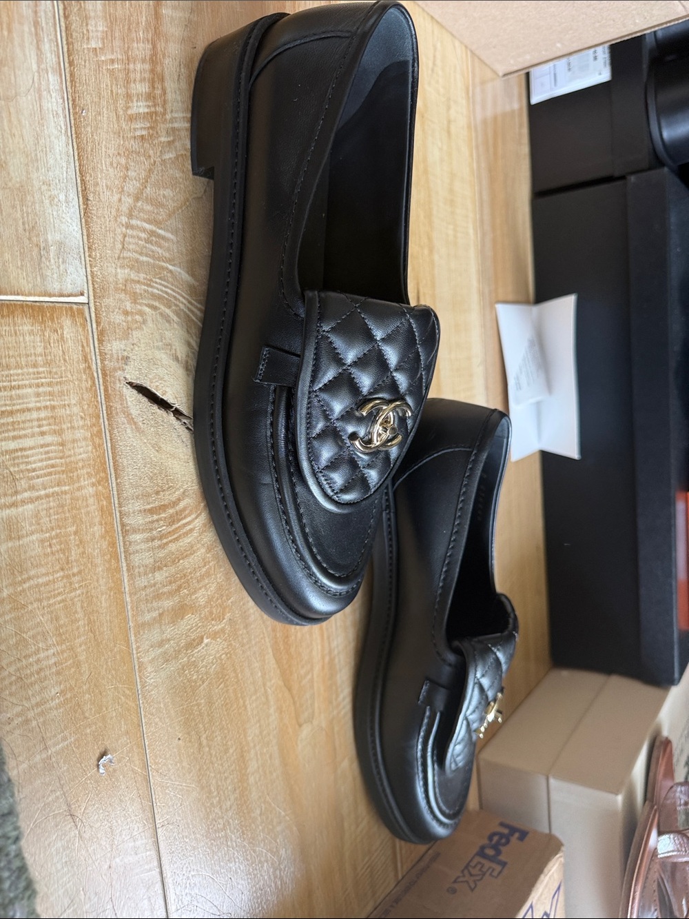 CHANEL Black Quilted Leather CC-Emblem Slip-On Loafers - Picture 8 of 8